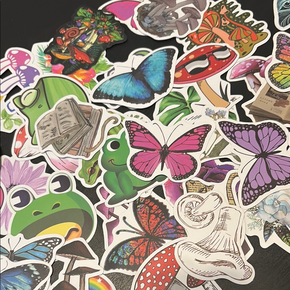 Colorful Butterfly, Flowers Sticker Set